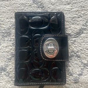COACH black patent leather wallet
